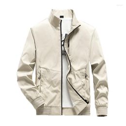 Men's Jackets 2023 Men Spring Autumn Outdoor Fashion Casual Windproof Breathable Jacket Standing Collar Printed Solid Color