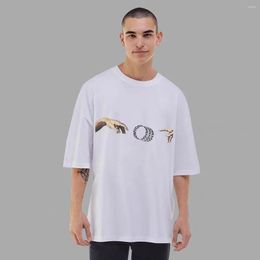 Men's T Shirts Kany666 Shirt For Men Tops Digital Printing Finger Letters Baggy Original Niche Cotton Oversize Summer High Street Tees