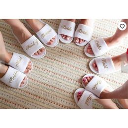 Party Gifts Personalised Brides Bridesmaid Slippers Bridal Shower Gift Maid Honour Bachelorette Favours Decoration Drop Delivery Events Dhzdx