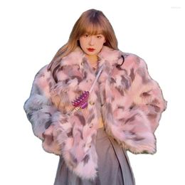 Women's Fur Fashion Coat Femininity Socialite Winter Senior Feeling Sweet And Cool Smoke Pink Girl Milk Female Short Plush