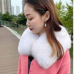 Scarves Natural Real Fur Collar Warmer Scarf Women Winter Warm Navy Neckerchief Shawl Luxery For Lady