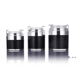 wholesale 15 30 50g Black Pearl White Acrylic Airless Jars Bottles Round Cosmetic Cream Jar Pump Cosmetics Packaging Bottle RRF11117 LL