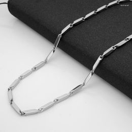 Chains 3MM/4MM/5MM Stainless Steel Lozenge Chain Necklace For Men Boys Cuban Link Cool Silver 14K Plated Quenched Color