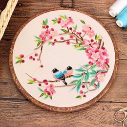 Chinese Products Set DIY Stamped Embroidery Starter with Flower Tree Pattern Cloth Color Threads Tools Sewing Art Craft Home Decor Gift R230807