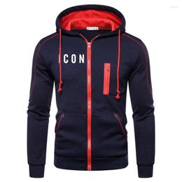 Men's Hoodies European And American Capital Letter Printing Autumn Winter Men's Leisure Cardigan Hooded Hoodie Outside Young Clo