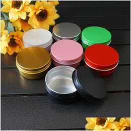 Packing Jar Wholesale 50Ml 50G Black Refillable Round Aluminium Box Metal Tin Cans Cosmetic Cream Diy Tea Pot Empty Containers Drop Del Dh8P2