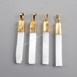 Pendant Necklaces Natural Stone Selenite Long Bar High Quality Gold Plated Charm For Jewelry Making DIY Necklace Women Men Wholesale