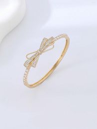 Bangle 1 Women's Europe And The United States 14K Gold Copper Retro Light Luxury Bow Set Buckle Bracelet