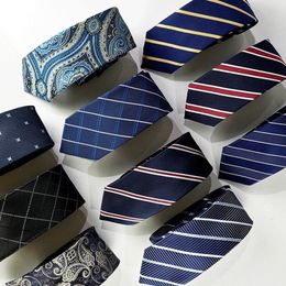 Neck Ties 6cm N Polyester Necktie for Men Business Meeting Formal Jacquard Striped Plaid Skinny Tie Daily Wear Cravat Gift 230807