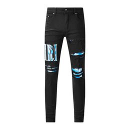 new designer jeans for mens hole light blue dark Grey italy brand man long pants trousers streetwear denim skinny slim straight biker jeans