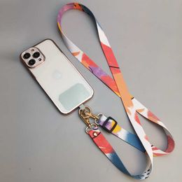 Mobile Lanyard Clip Hanging Chain Colorful Crossbody Shoulder Strap Canvas Pattern Neck Adjustable Broadband Antiloss Rope