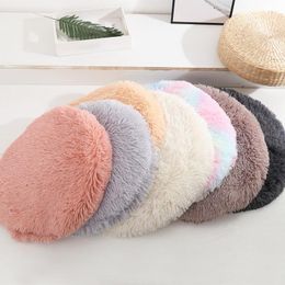 Kennels Bed For Dog Cats Round Plush Mat Winter Warm Sleeping Nest Soft Long Pet Cushion Portable Accessories