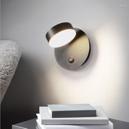 Wall Lamp GYS Modern Simple LED With Switch Living Room Background Balcony White Black Entrance Corridor Light Fixture