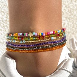 Anklets VAGZEB Multicolor BeadS Chain Anklet For Women Couples Summer Jewellery Trendy Elegant Holiday Beach Party Accessories Gifts