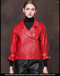 Women's Leather 2023Leather Jacket Genuine Autumn Winter Women Real Sheepskin Coat Female Streetwear Bomber Jackets M
