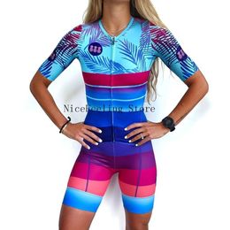 Cycling Jersey Sets woman triathlon cycling skinsuit summer short sleeve swimwear custom bike Onesies suit Brilliant Colour Jumpsuit 230807