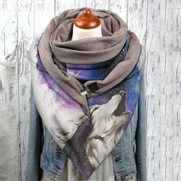 Шарфы Wolf Galaxy Print 3D -шарф и шал теплый для женщин мужчин