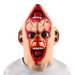 Party Masks Upside Down Horror Clown Mask Latex Headgear Halloween Carnival Cosplay Costume Accessories J230807
