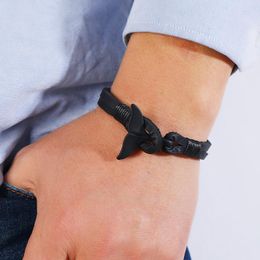 Link Bracelets 1Pc Black Fishtail Leather Bracelet European And American Men's Vintage Clasp Charm Jewellery