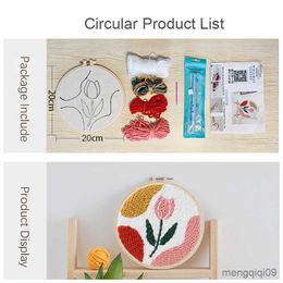 Chinese Products DIY Needlework Wool Poke Embroidery with Yarn for Beginners Easy Embroidery Work Home Decor Custom Cushion Neddle Punch R230807