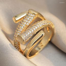 Wedding Rings Luxury Trendy Gold Colour For Women Party Fashion Accessories Hyperbole Shape Female Finger-ring Jewellery