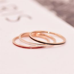 Cluster Rings YUN RUO Fashion Black White Red Enamel Rose Gold Color Woman Birthday Gift Titanium Steel Jewelry Never Fade Drop