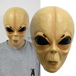 Party Masks Horror Alien Mask Cosplay Scary Full Face UFO Alien Latex Masks Helmet Halloween Masquerade Party Costume Props J230807