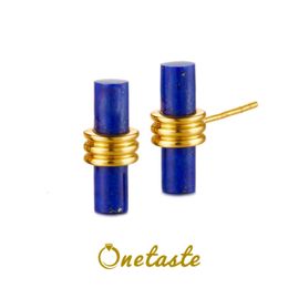 Stud Lapis Lazuli S925 Silver Gold Plated Earrings For Women Natural Stone Minimalistic Small Chic Geometric Earring 2023 230804