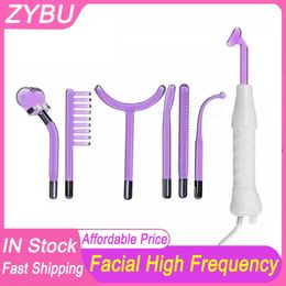 7in1 High Frequency Electrode Wand Argon Neon Electrotherapy Glass Tube Acne Spot Remover Home Spa Beauty Device Facial Therapy Wand Skin Rejuvenation