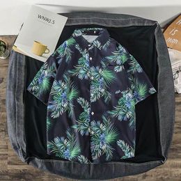 Men's T Shirts Floral Sale Cotton Button Down T-Shirt Summer Lapel Short Sleeve Mens Blouses Oversized Male Top With Pocket