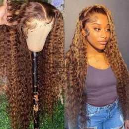 Human Hair Capless Wigs 30 Inch Highlight Honey Brown Curly Lace Front Human Hair Wigs 13x6 13x4 Remy Ombre Colored Deep Wave Lace Frontal Wig For Women x0802