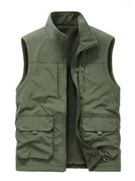 Men's Vests Stand Up Collar Solid Color Fleece Vest Jacket Double Sided Wearable Oversized Waistcoat Warm Outwear For Men