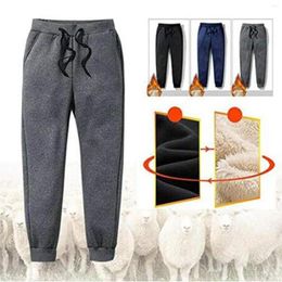 Men's Pants Thermal Fleece Pockets Thickened Lined Casual Sports Trousers