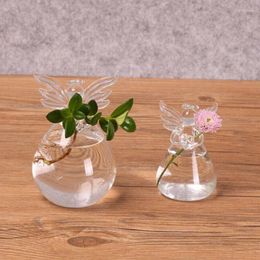 Vases Cute Glass Angel Shape Flower Plant Hanging Vase Home Office Wedding Decor Clear