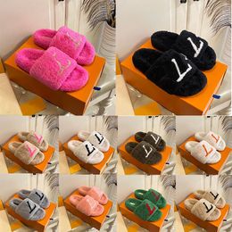 luxury slide designer womens fluffy slipper winter Autumn warm Comfort Slippers Casual shoes White Pink famous ladies platform Scuffs sandal Fashion Mop Slippers