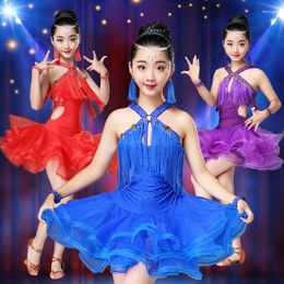 Stage Wear Girls' Latin Dance Dress Bright Diamond Children's Competition Grade Examination Clothing Cha-cha-cha