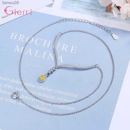 Brilliant Rhinestone Women 925 Sterling Silver Water Drop Shape Pendant Necklaces Aniniversary Party Jewelry Birthday Gift L230704