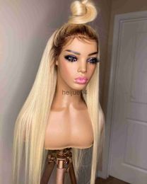 Human Hair Capless Wigs 613 HD Lace Frontal Wig Human Hair Wigs Brown Root 613 Blonde Brazilian Virgin 13x4 Glueless Straight 4x4 Closure Wigs For Women x0802