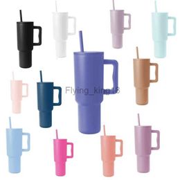 40oz Tumbler with handle Lid Straw Stainless Steel Water Bottle Vacuum Thermos Cup Large Capacity Car Coffee Mug HKD230807