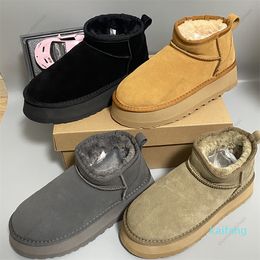 Women Winter Ultra Mini Boot Designer Platform Boots for Men Leather Warm Ankle Fur Booties