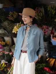 Women's Blouses 2023 Spring/Summer Literature And Art Leisure Embroidery Yarn Woven Linen Shirt Versatile
