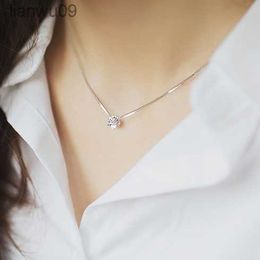 Squisita catena di strass singolo zircone collana in argento puro 925 accessori moda femminile gioielli in argento L230704