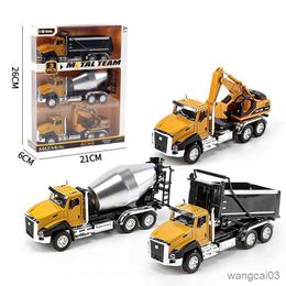 Diecast Model Cars Pack of Diecast Engineering Construction Vehicles Dump Mixer Truck 1/50 Scale Metal Model Cars Pull Back Car Toys R230807