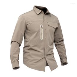 Men's Casual Shirts Solid Colour Elastic Top Military Long Sleeved Shirt Outdoor Commuting Combat Quick Drying Breathable Tactical