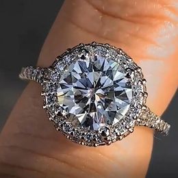 Cluster Rings Solid 14K White Gold Women Ring Moissanite Diamonds 1 2 3 4 5 Round Wedding Party Engagement Anniversary Romantic