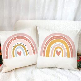 Pillow Case 45x45cm Polyester Rainbow Print Cushion Cover Adult Kids Pillowcase Home Housewarming Birthday Gift 230807