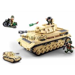 Architecture/DIY House NEW SLUBAN New World War II German Military Army Panzer IV Tank Model Building Blocks WWII Soldier Bricks Classic Kids Toys Boys J230807