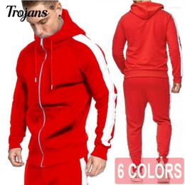 Men's Tracksuits Autumn Winter Tracksuit Men Set 2 Piece Zip Hoodies Joggers Pants Running Jogging Sports Wear Hooded SweatSuit Exercise