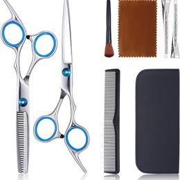 Professional Hair Cutting Shears Kit - Hairdresser Scissors Set for Home Salon Hair Layering - Slivery