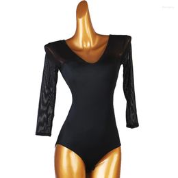 Stage Wear Excellent Quality Latin Dance Tops V-neck Female Sexy Performance Dancing Shirt Ballroom Cha Samba Practice Clothes